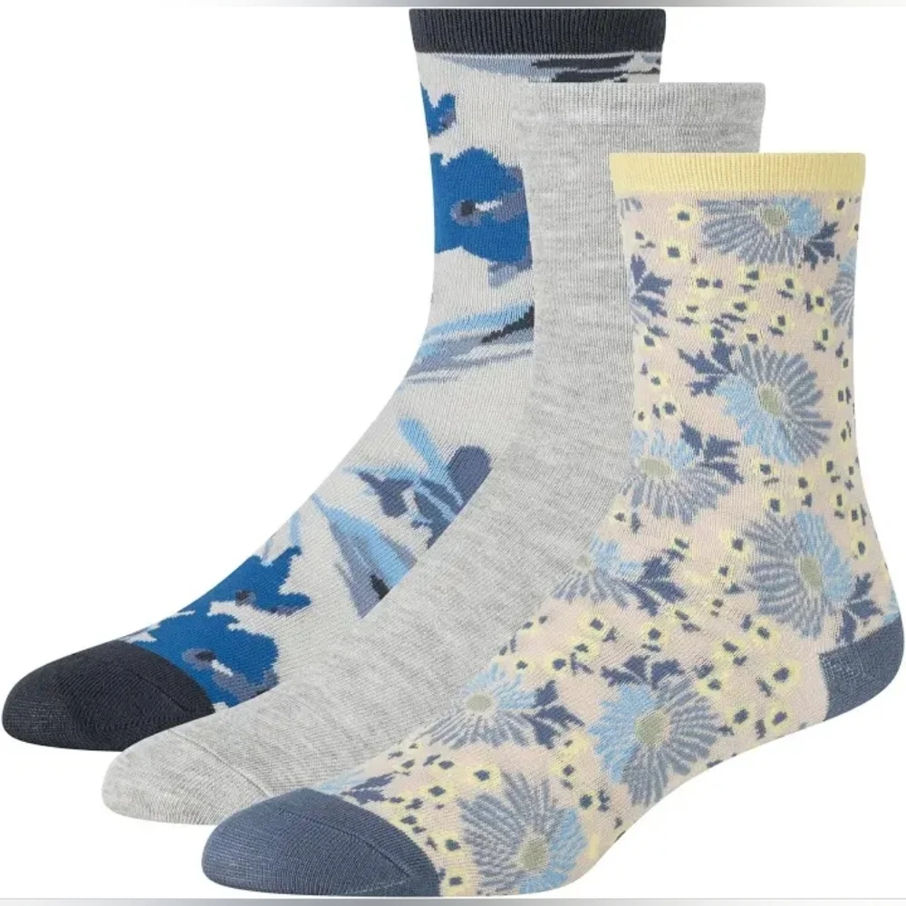 Ted Baker Women's Non Terry 3 Pack Pattern Crew Dress Socks - Picture 3 of 7